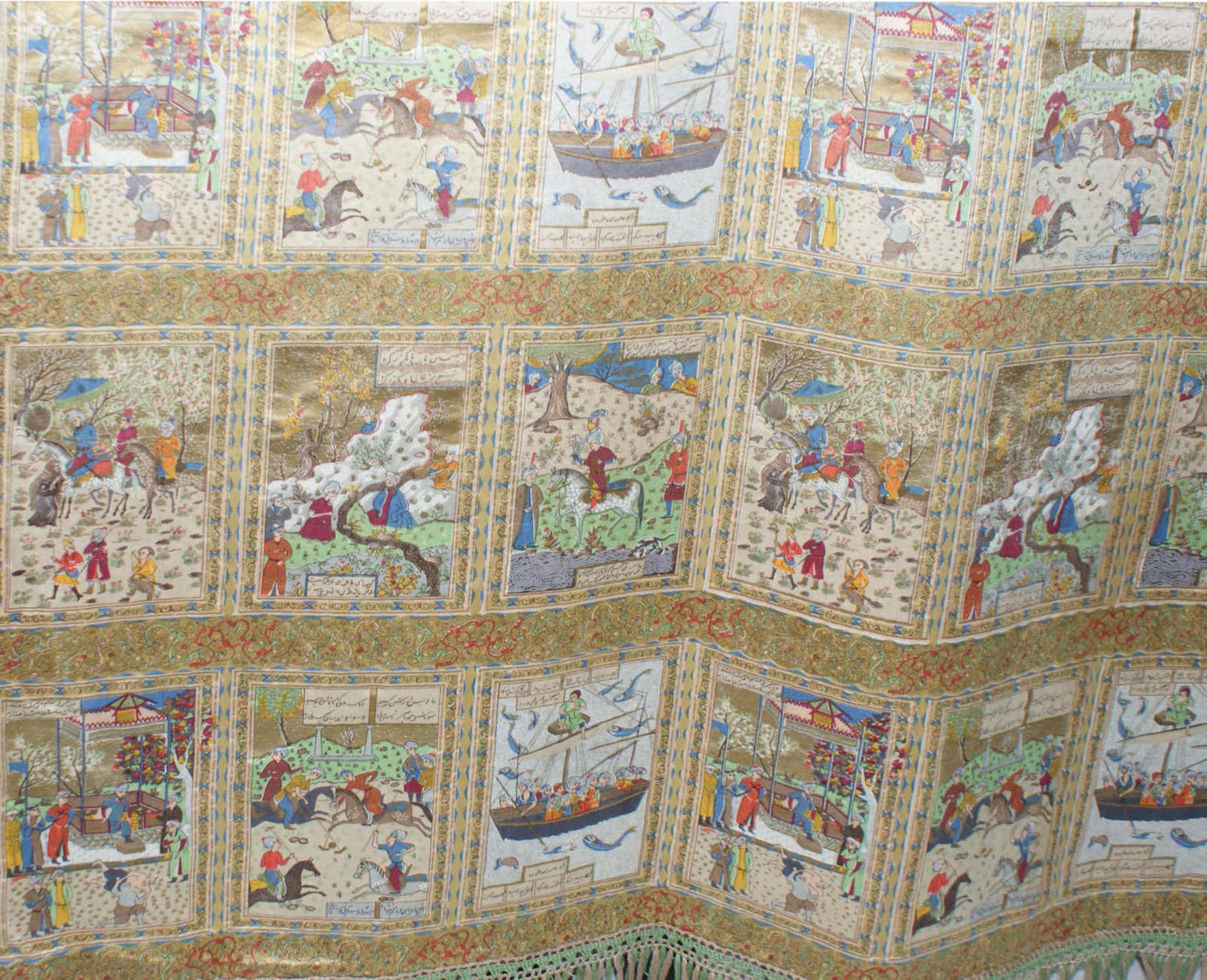 großer Wandteppich mit verschiedenen kleinen Motivbildern, Länge ca. 2,00 m, Breite ca. 1,20 m. - Bild 3 aus 4