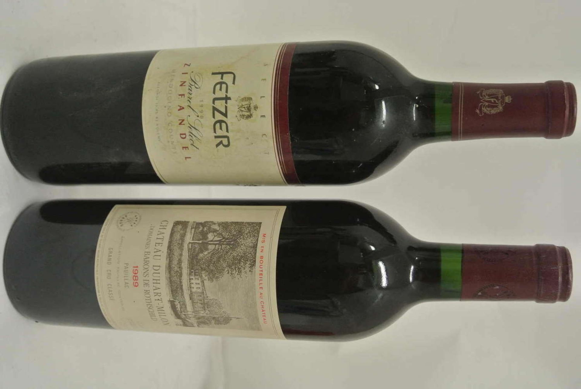 2 Flaschen Rotwein: Chateau Duhart Milon 1989, sowie Fetzer 1990, Zinfandel