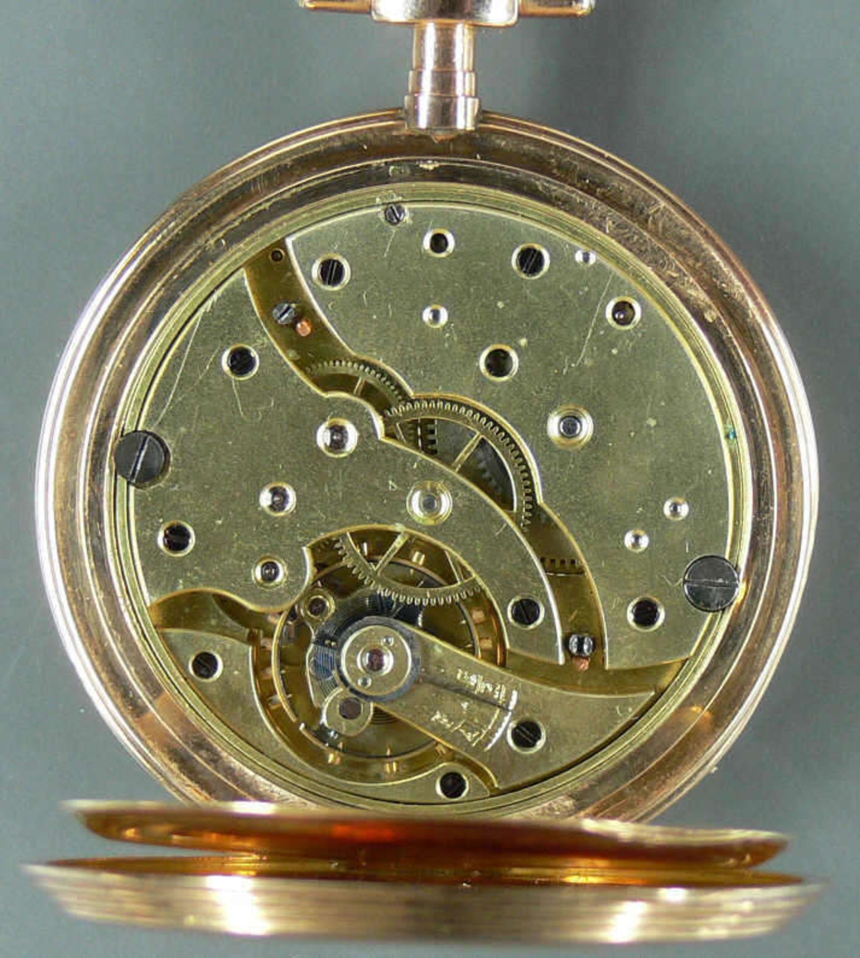 Gold - Taschenuhr "Chronometre LiP". Gold 585. Alle drei Deckel mit Goldpunze. Funktion geprüft. - Bild 6 aus 7