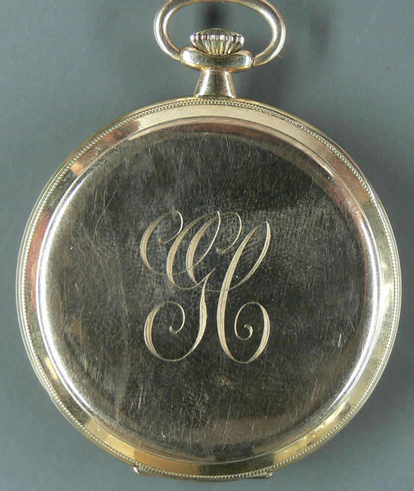 375er Gold - Taschenuhr. Gewicht: ca. 48 g. Uhr läuft nicht an. Innenzahnrad bezeichnet "Marwin". - Bild 3 aus 5