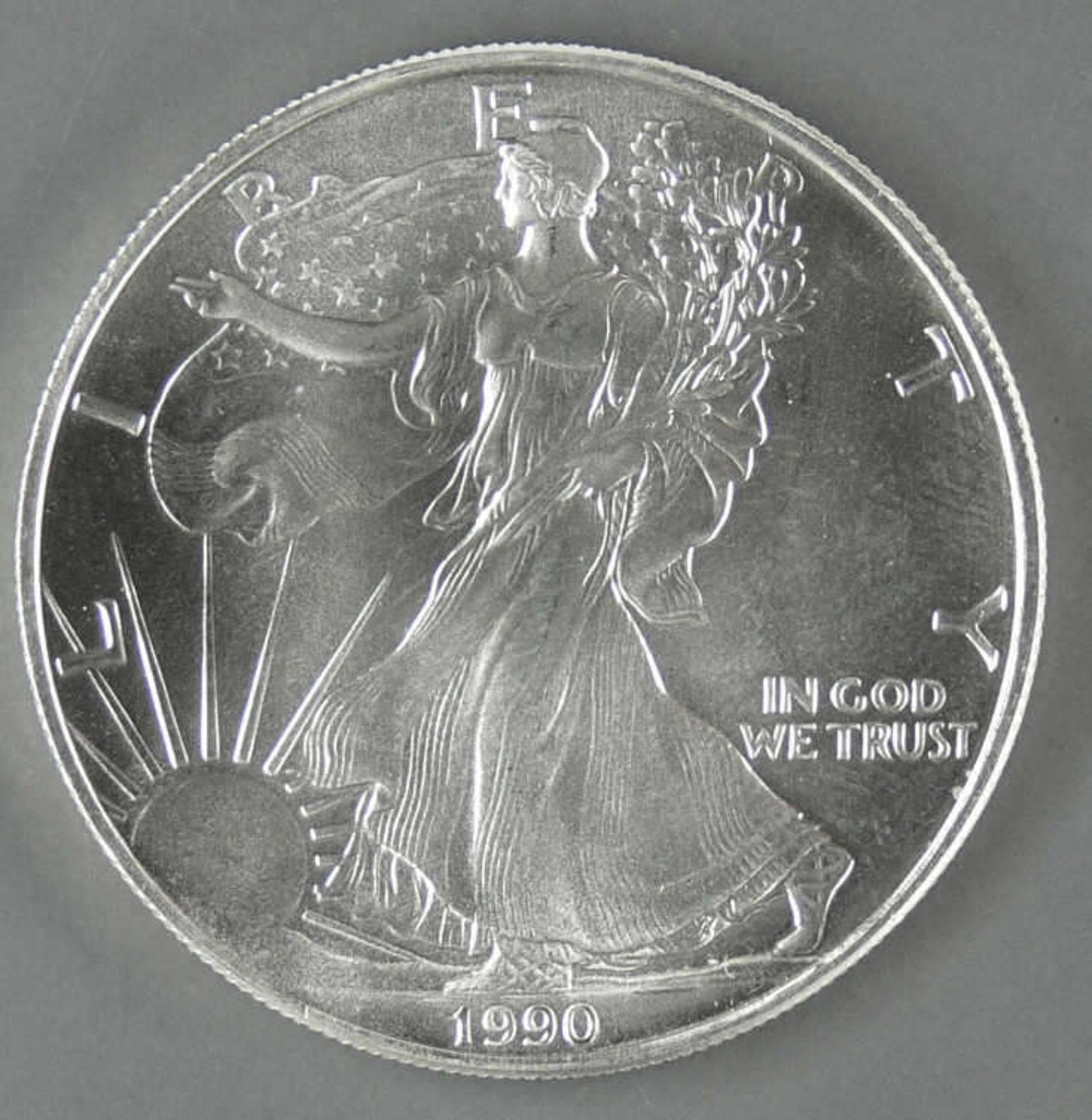 USA 1992, 1.- Dollar - Silbermünze, "schreitende Liberty", Silber 999, Gewicht: 1 oz.,