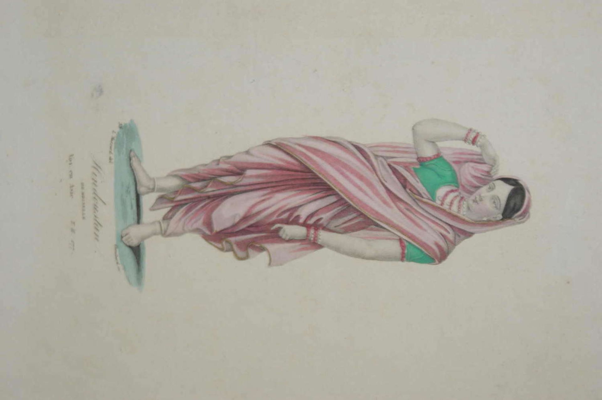 alter handcolorierter Stich von Choubard Hindoustan. Hinter Glas gerahmt. Blattgröße: Höhe ca. 24 - Bild 2 aus 2