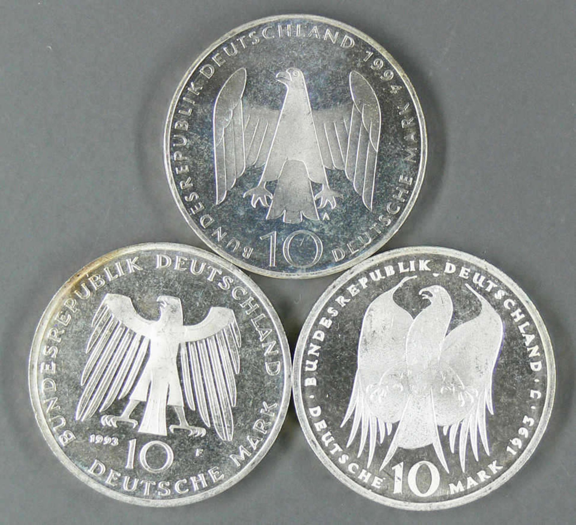 BRD, Lot 10.- DM - Silbermünzen, bestehend aus: 1993 "Robert Koch", 1993 "1000 Jahre Potsdam", - Bild 2 aus 2