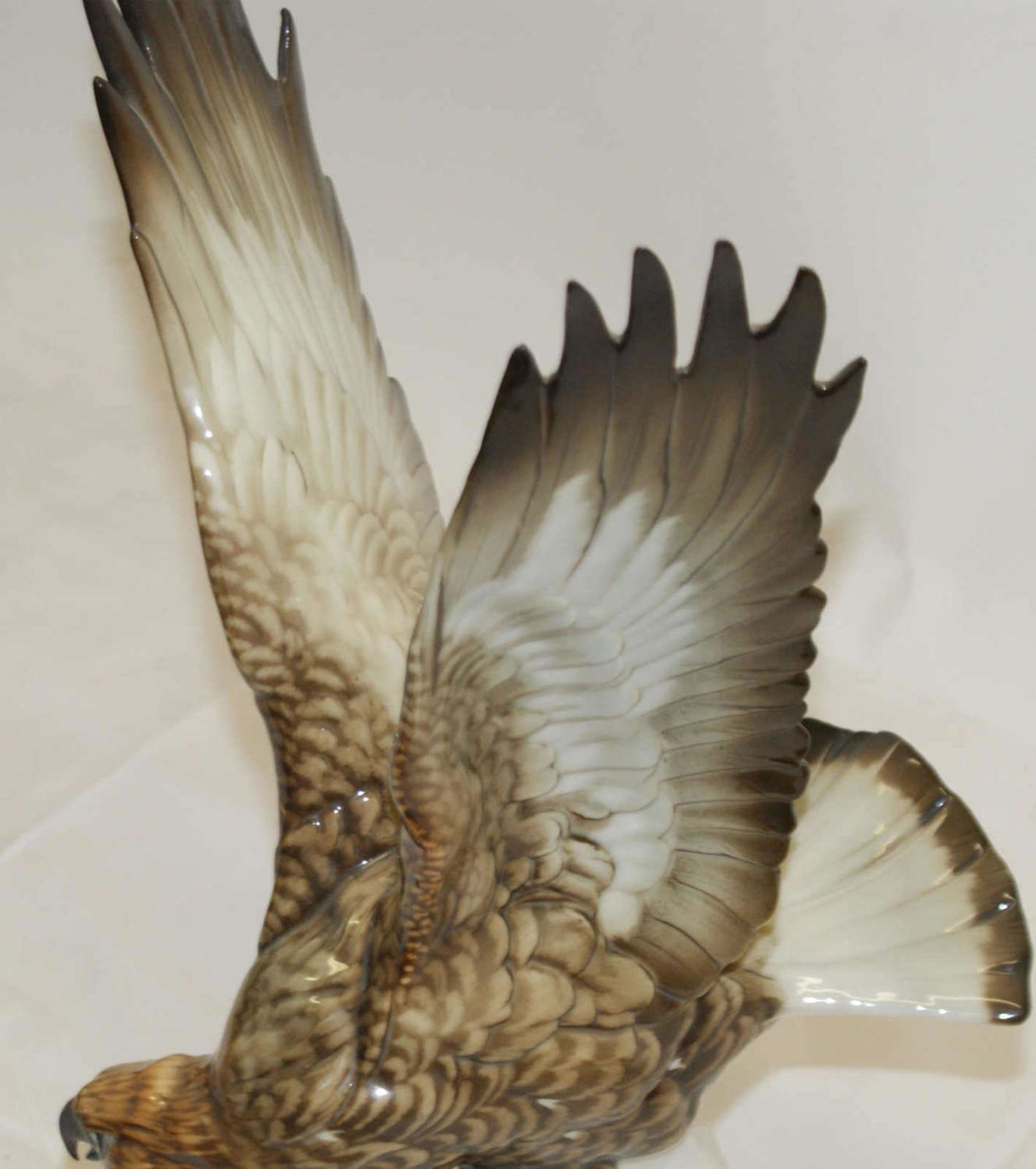 Hutschenreuther Porzellanfigur - Adler im Angriff.Entwurf Karl Tutter. Grüne Unterglasurmarke - Bild 3 aus 4