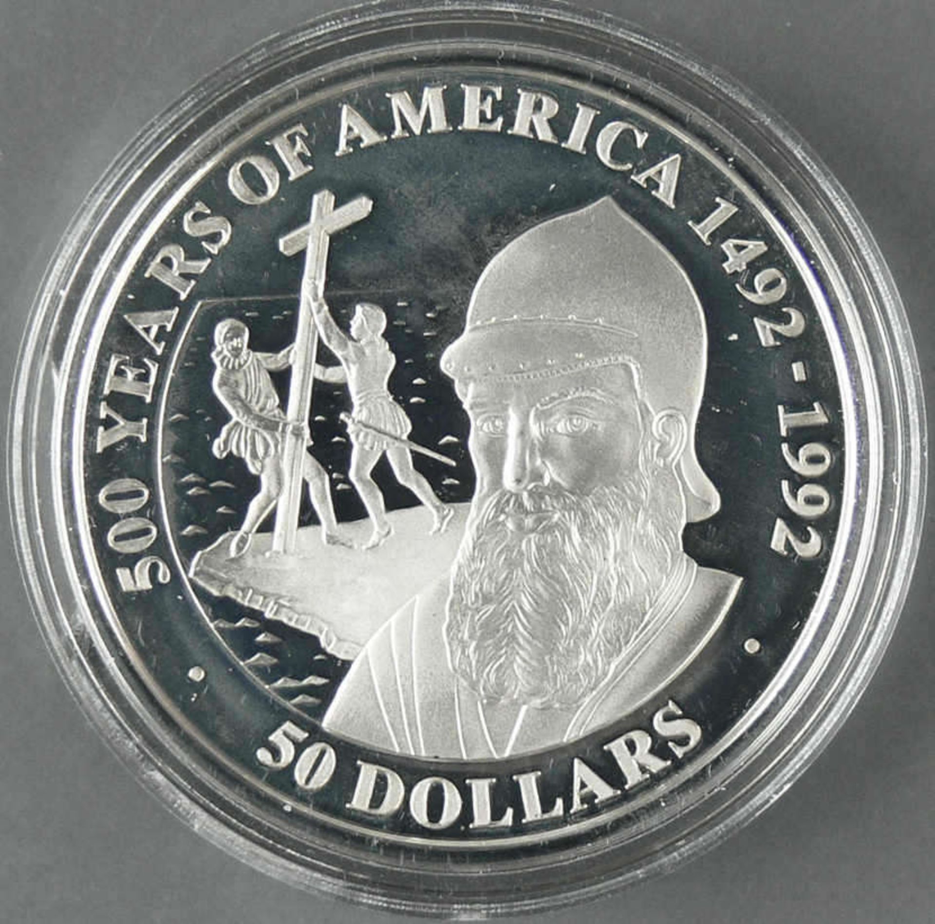 Cook Islands 1990, 50.- Dollars - Silbermünze "500 Jahre Entdeckung von Amerika - Pedro Alvares
