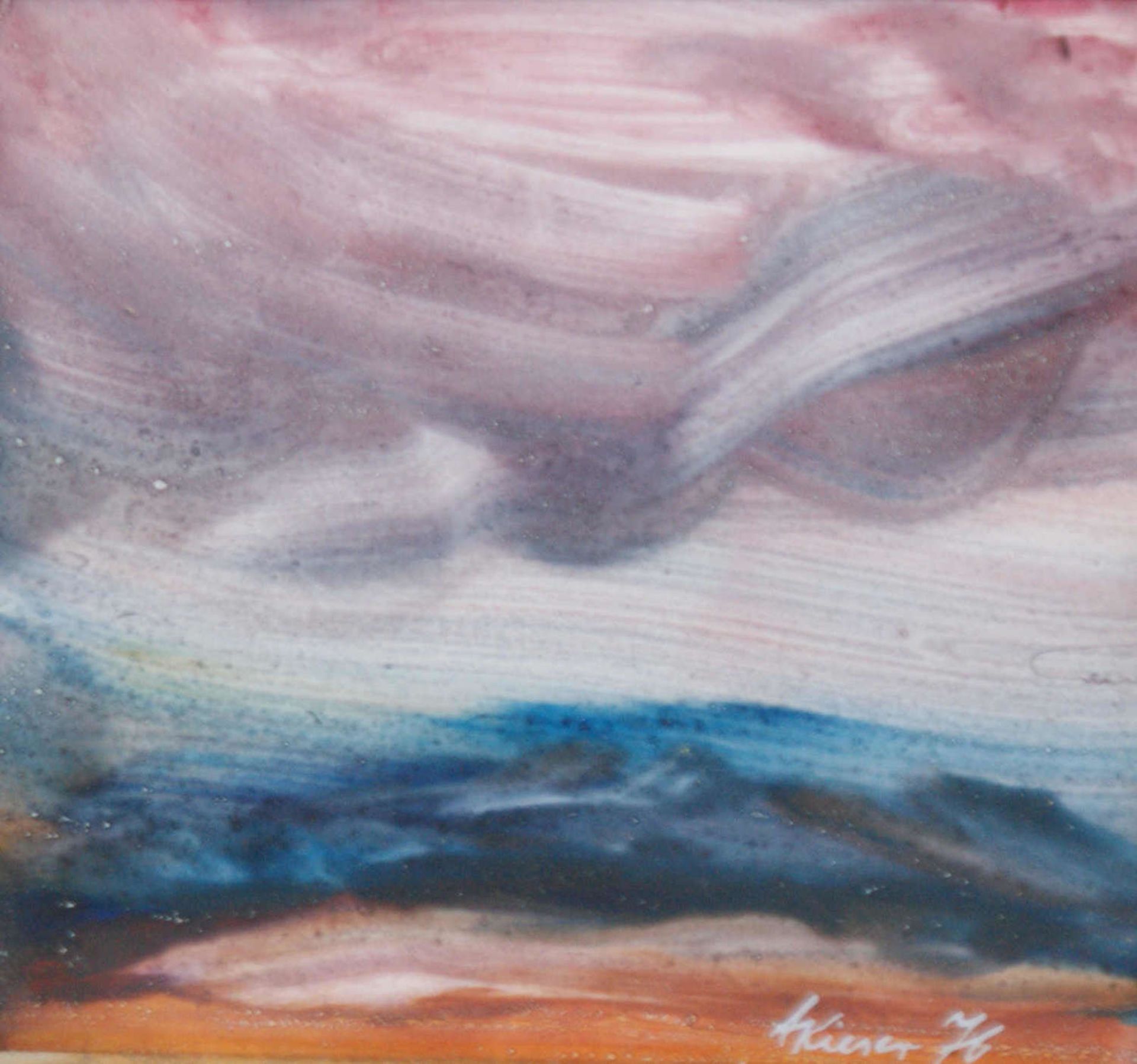 A. Kieser, Acryll hinter Glas gerahmt, "Gewitterstimmung", rechts unten Signatur A.Kieser76, - Bild 2 aus 2