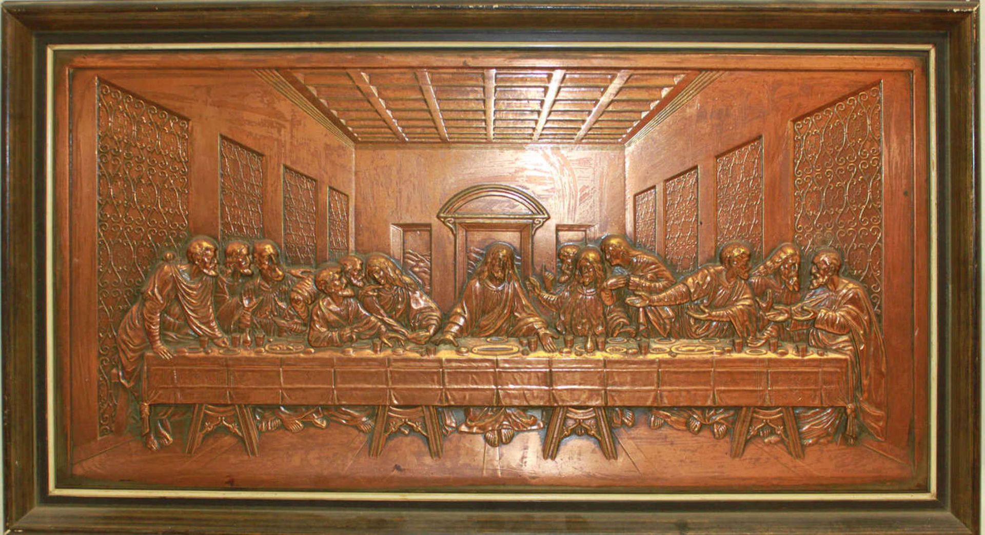 Kupferbild "Das letzte Abendmahl", Maße: Höhe ca. 39 cm, Breite ca. 70 cm