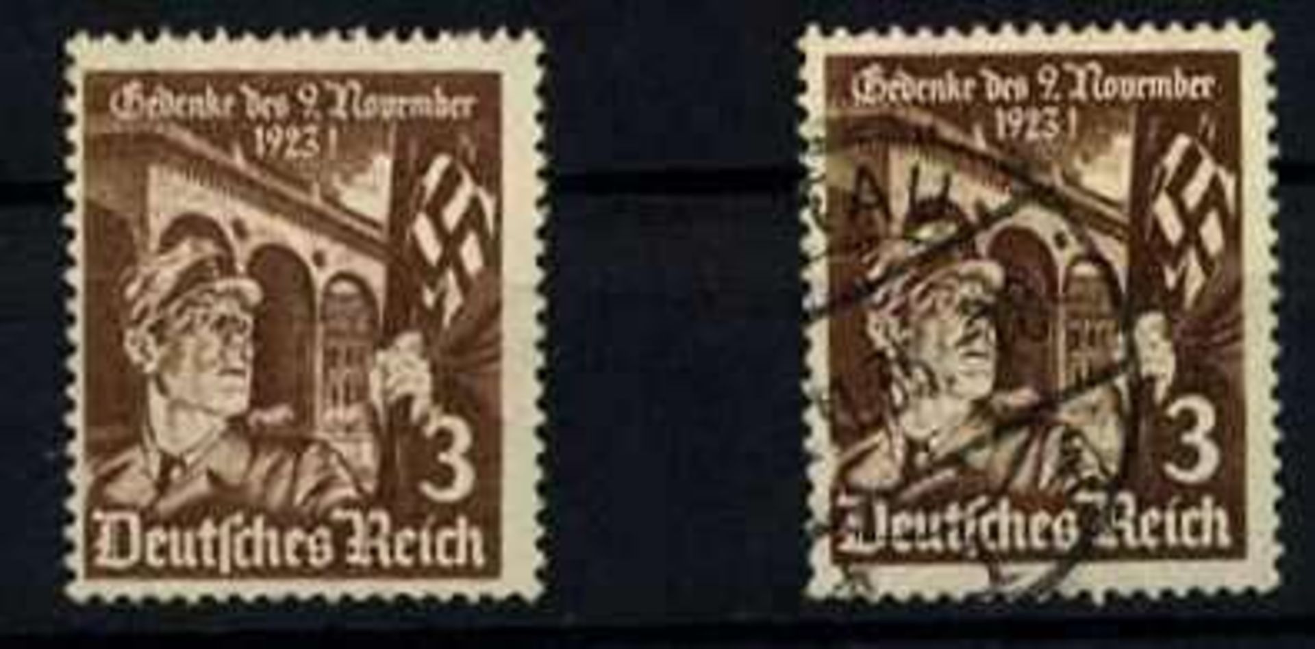 Deutsches Reich 1935, 2 Marken, MiNr. 598y, gestempelt German empire in 1935, 2 brands, MiNr.