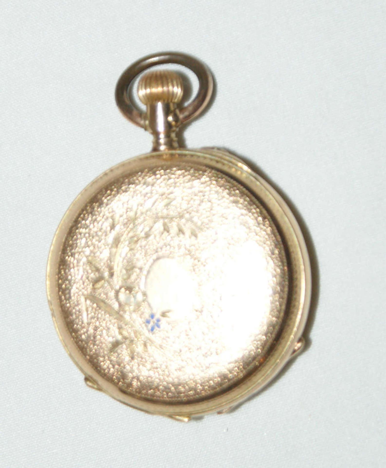 585er Gold Damentaschenuhr, Funktion geprüft, Innendeckel Metall, Gewicht ca. 20 g. - Bild 2 aus 2