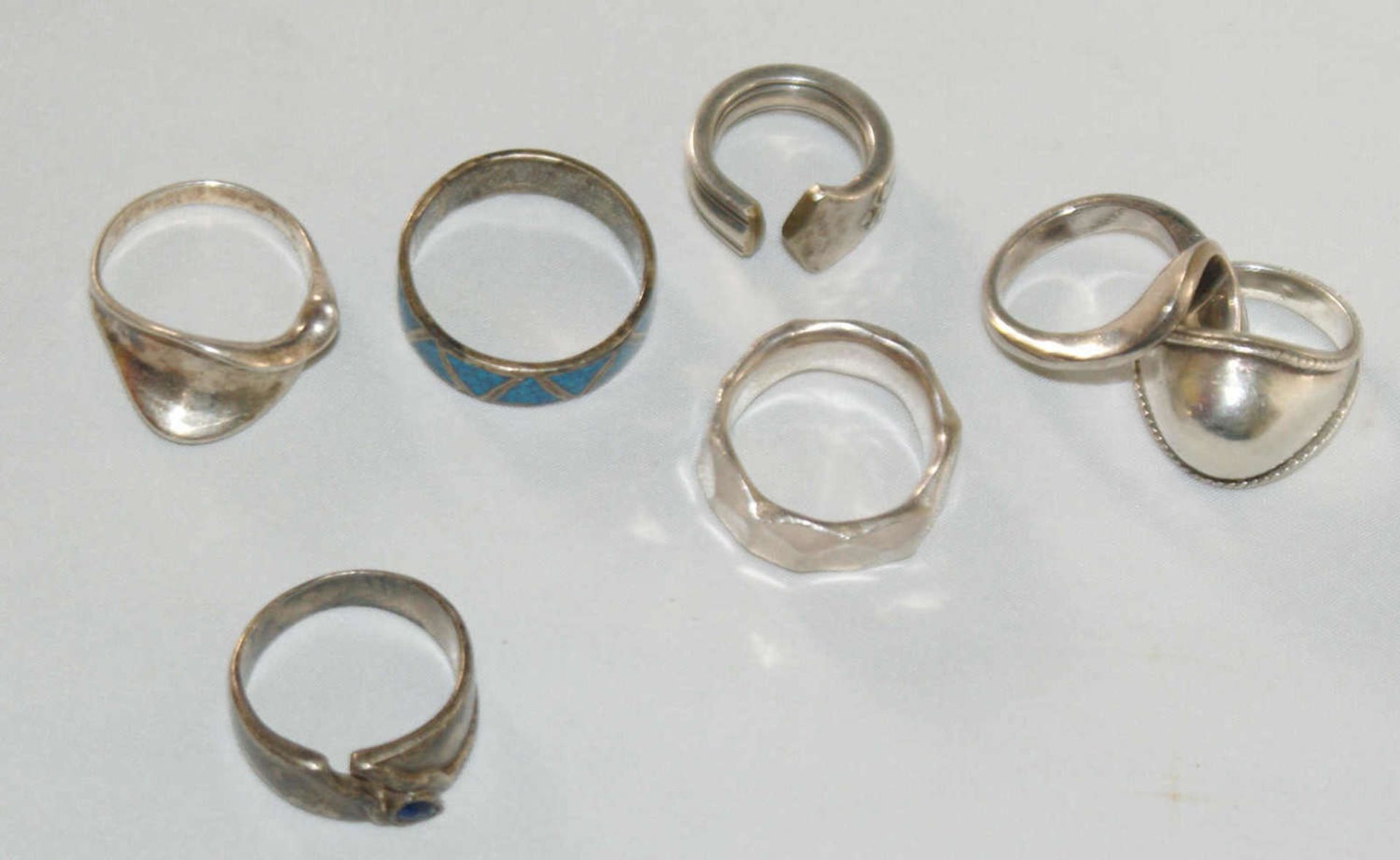 Konvolut Ringe, Silber, insgesamt 7 Stück. Gewicht ca. 43 gr