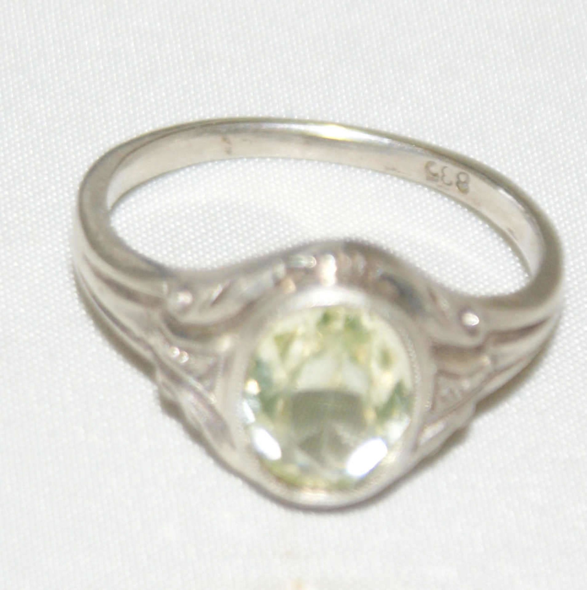 Damenring, 835er Silber, besetzt mit Bergkristall. Ringgröße 56 - Bild 2 aus 2