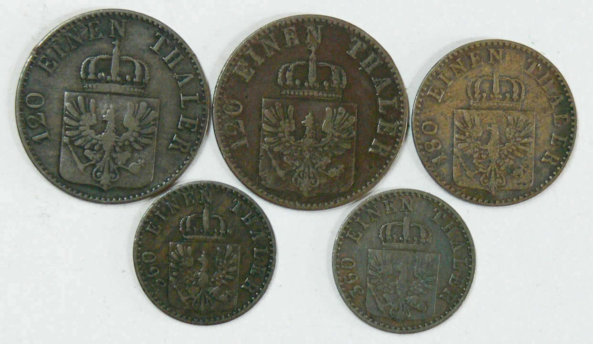 Brandenburg-Preussen 1959-61, Lot Münzen, bestehend aus: 2 x 3 Pfennige, 2 Pfennige und 2 x 1 - Bild 2 aus 2