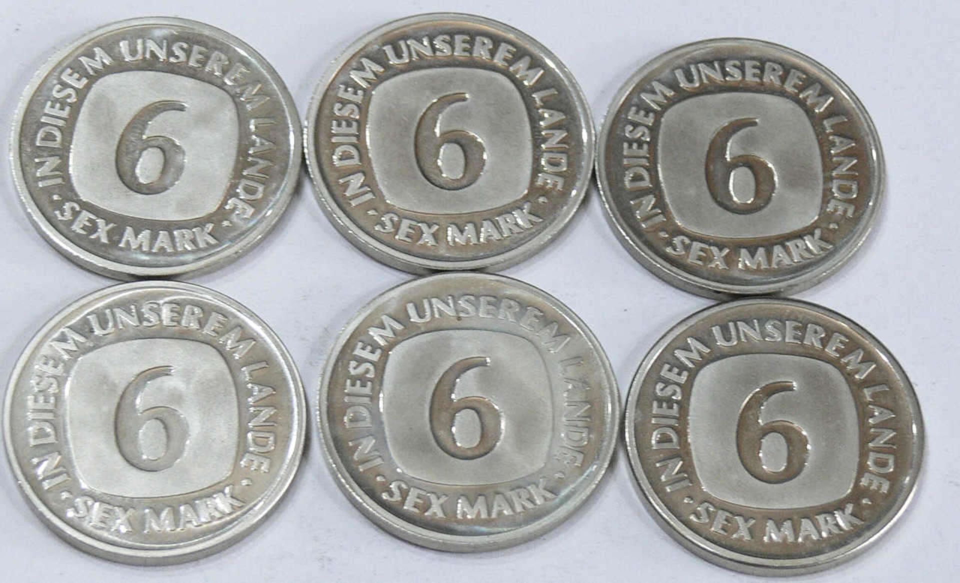 Konvolut Scherzmünzen - Sex Mark 1989 - 1994. Convolute joke coins - Sex Mark 1989 - 1994 - Bild 2 aus 2