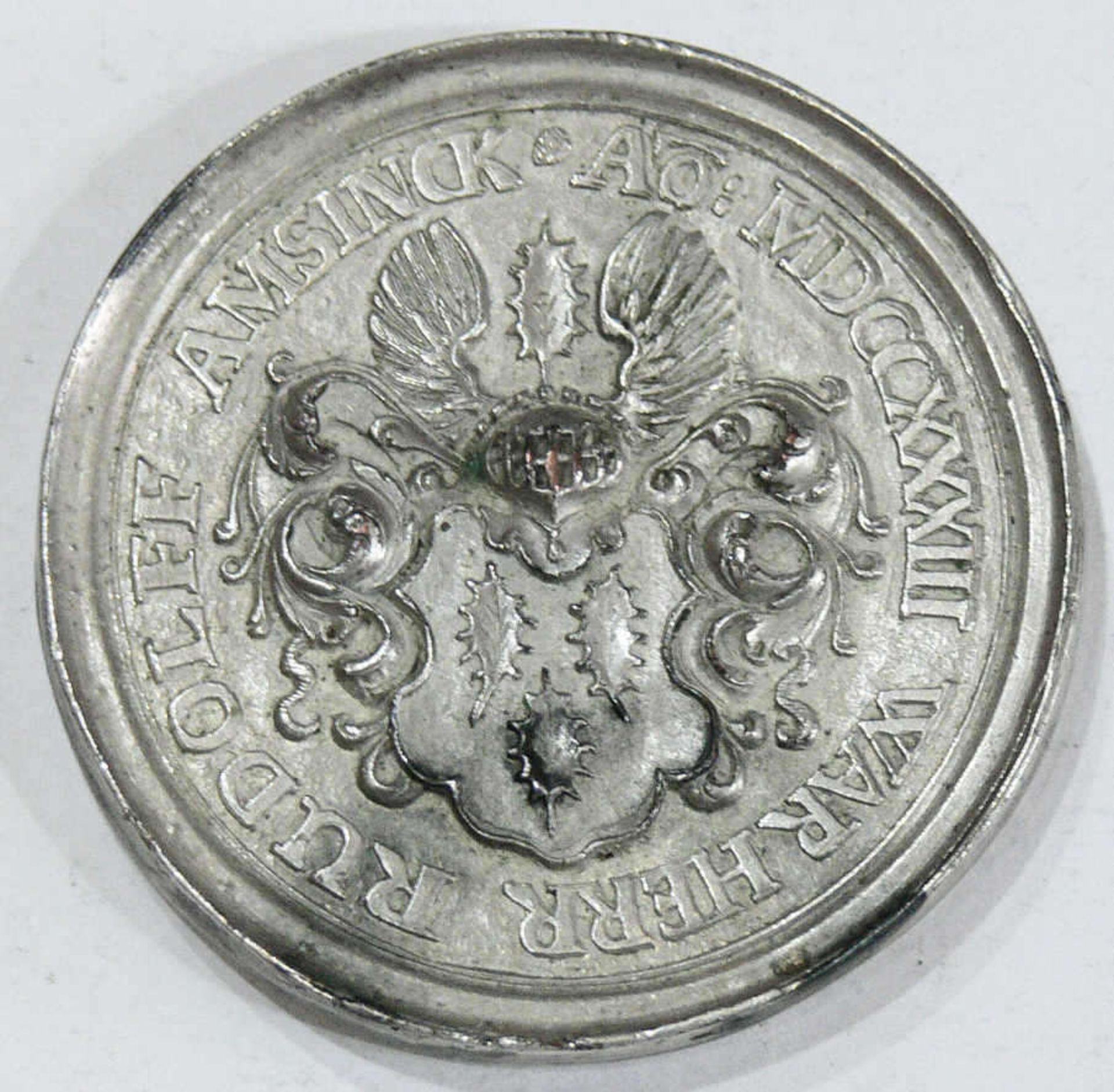 Medaille Hamburg - Rudolff Amsinck - ältester Gerichtsherr in Hamburg 1733. Metall. Durchmesser: ca. - Bild 2 aus 2