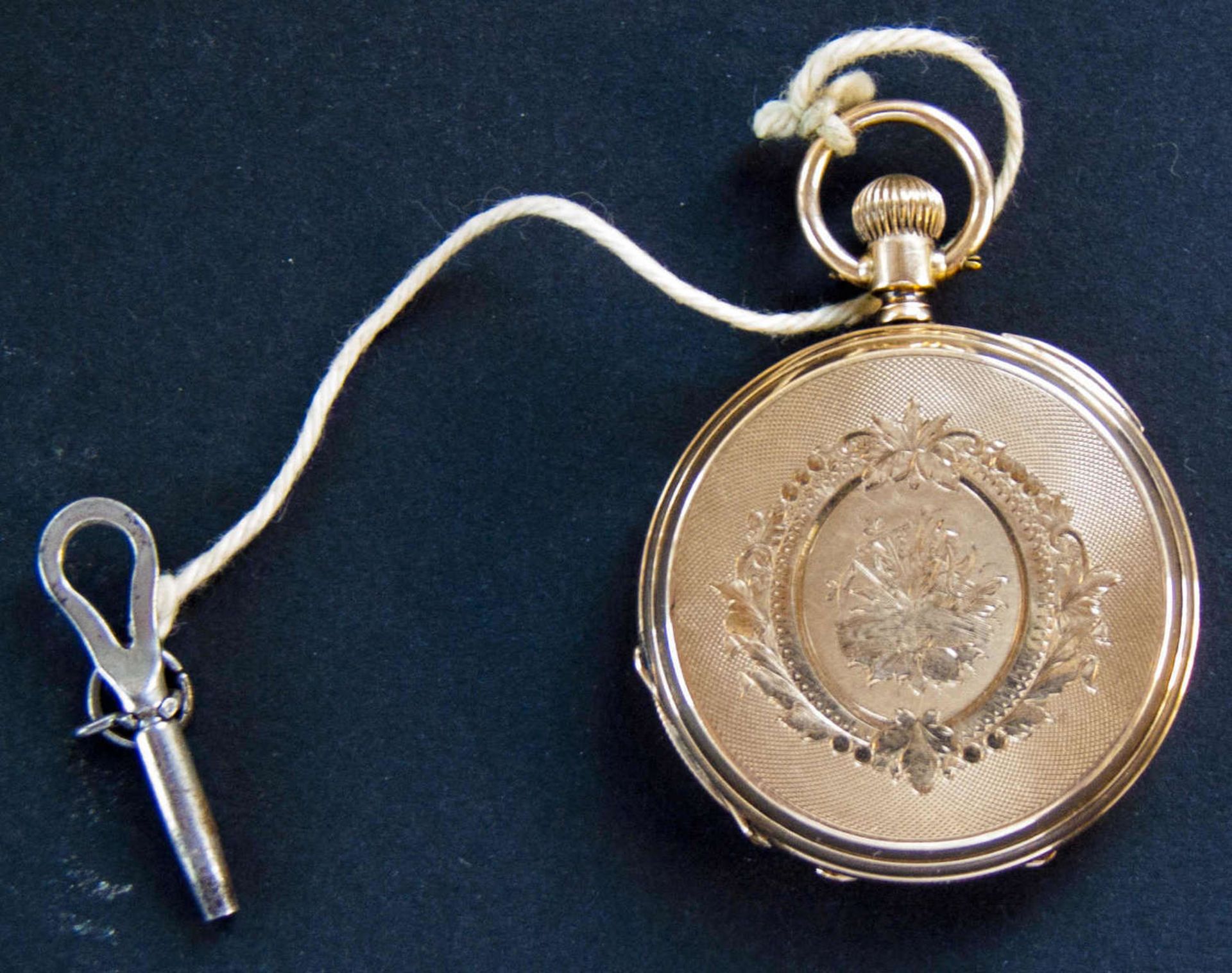 14 ct. Sprung - Deckel - Taschenuhr von H. Montandon Le Locle. Mit Schlüssel - Aufzug. Schlüssel - Bild 2 aus 5