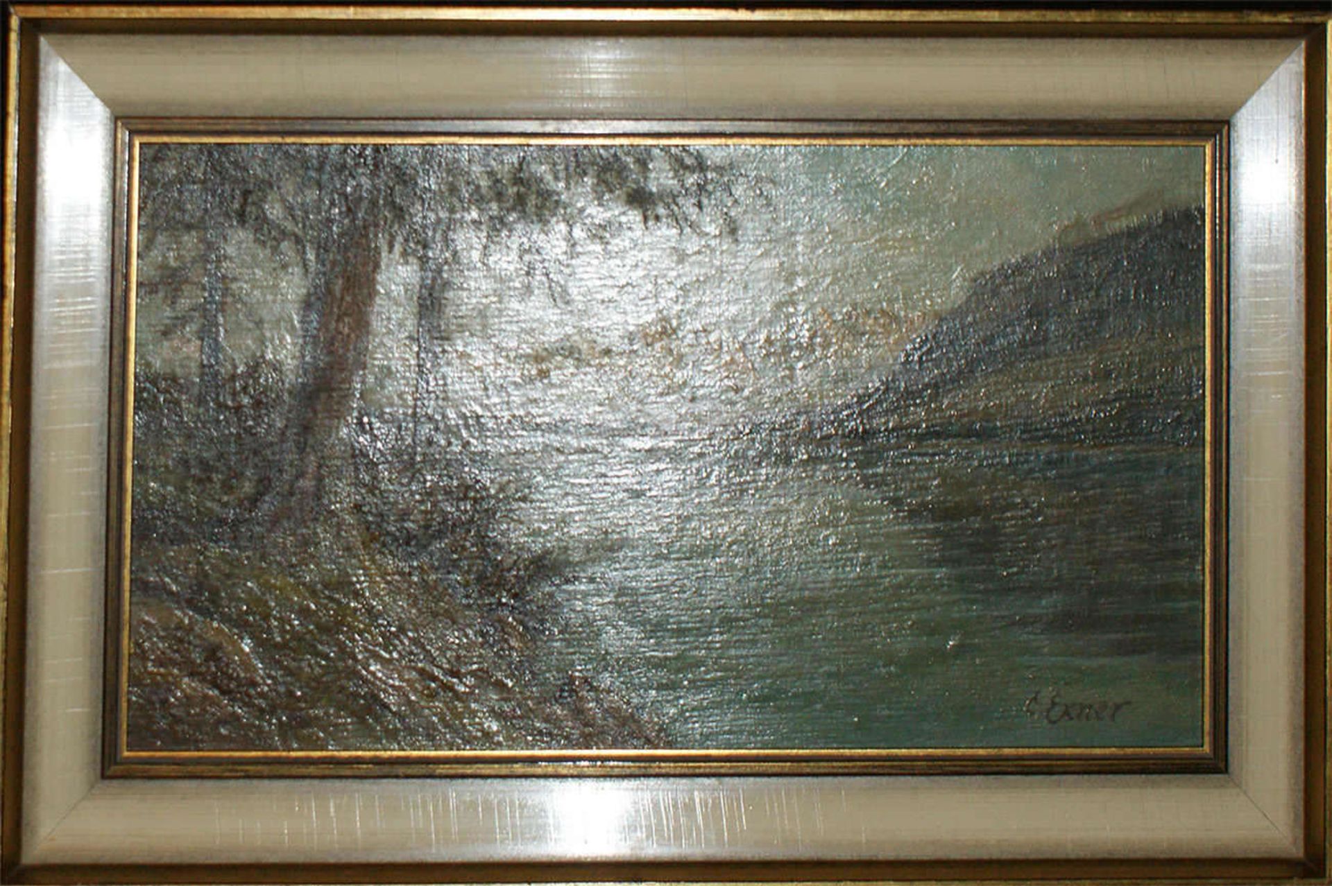 Erwin Exner (1915-1995), Ölgemälde auf Holzplatte. "Zell am See mit Steinernem Meer". Rechts unten