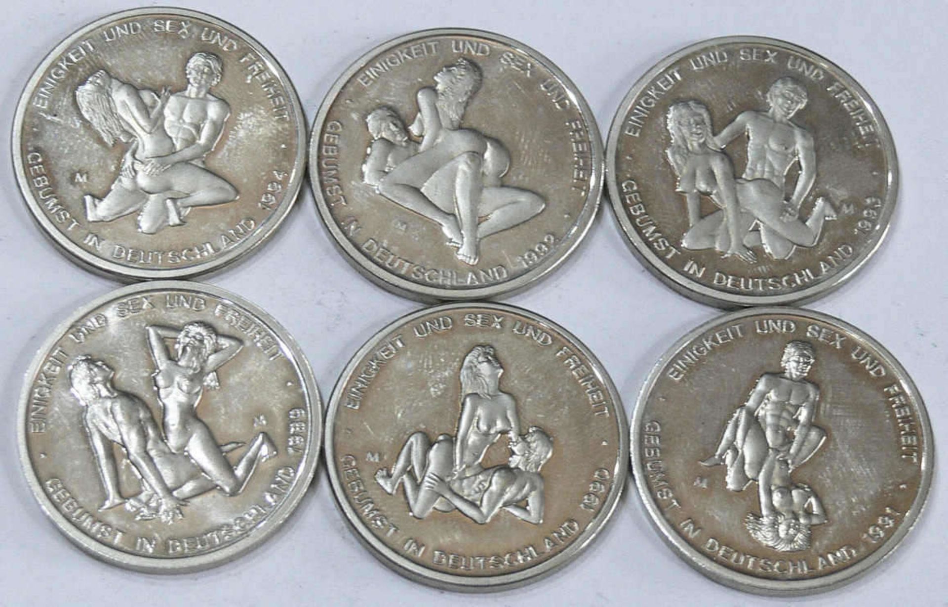 Konvolut Scherzmünzen - Sex Mark 1989 - 1994. Convolute joke coins - Sex Mark 1989 - 1994