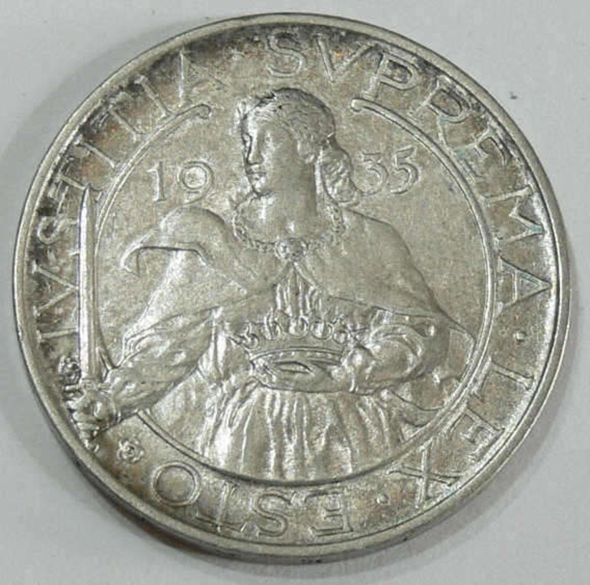 San Marino 1935, 10.- Lire - Silbermünze. Erhaltung: ss. San Marino 1935, 10.- Lire - silver coin.
