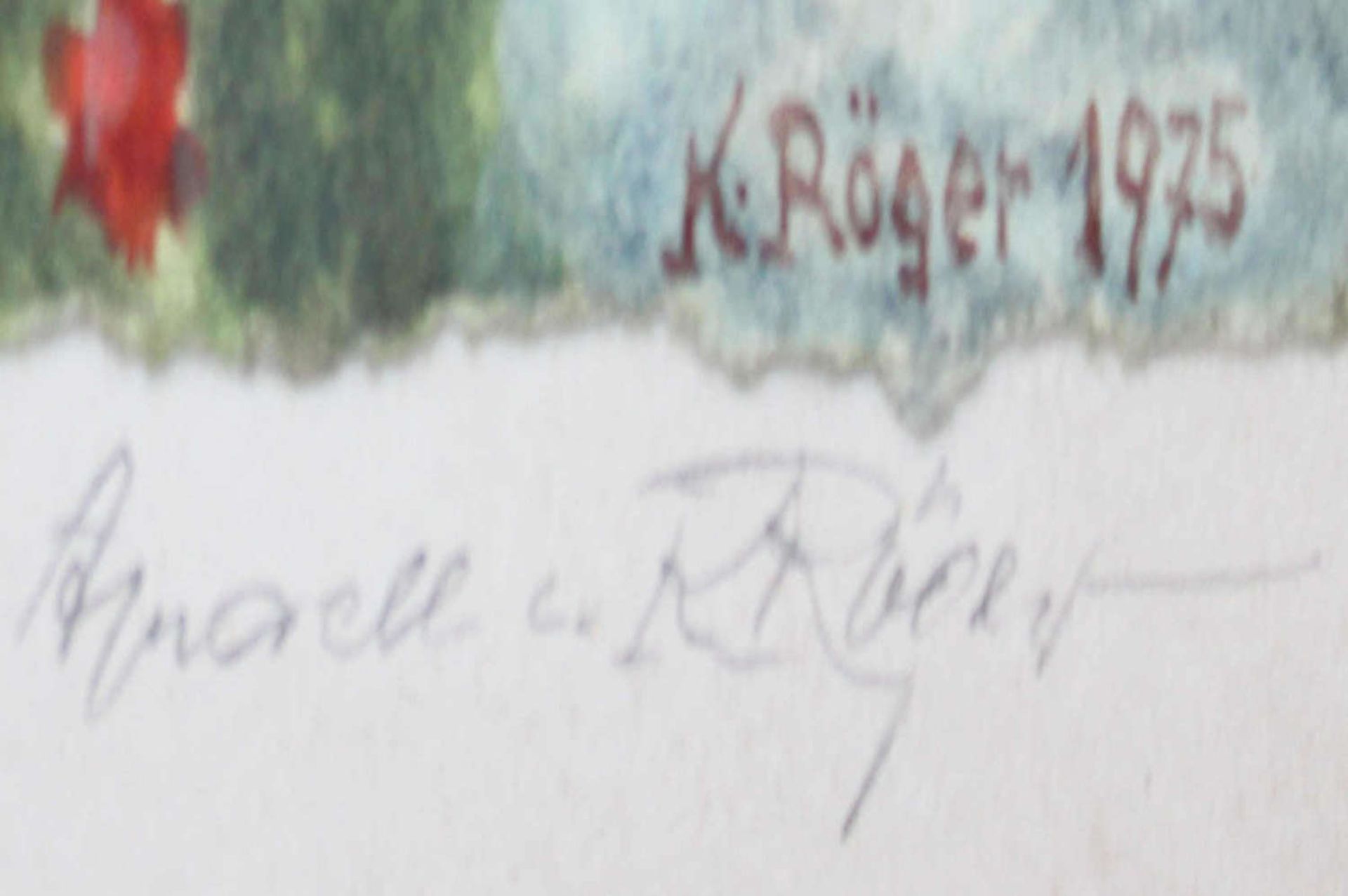 K. Röger, Aquarell auf Papier "Die Akropolis Friedeland". Rechts unten signiert Karl Röger 1975. - Bild 3 aus 3