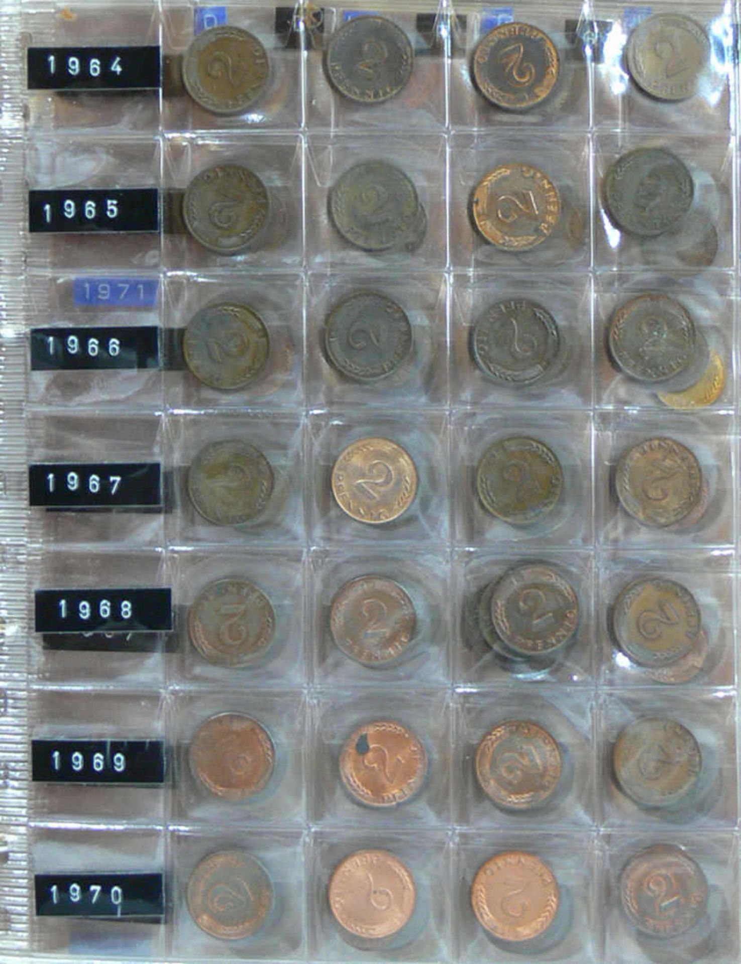 Deutschland ab 1948, Sammlung Kleinmünzen, 1, 2, 5 und 10 Pfennige. Ab 1948. Im Münzalbum. Bitte