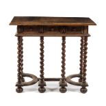 An Italian Baroque Walnut Table Height 32 7/8 x width 38 x depth 20 1/2 inches.