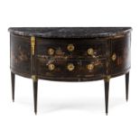 A Louis XVI Style Gilt Bronze Mounted Painted Commode Height 35 1/2 x width 57 1/2 x depth 24 1/4