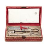 A Continental Silver Needlework Compendium Width of case 5 inches.