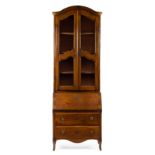 A Louis XV Provincial Style Walnut Secretaire en Bibliotheque Height 96 3/8 x width 32 3/4 x depth