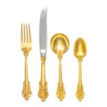 An American Silver-Gilt Flatware Service, R. Wallace & Sons Mfg. Co., Wallingford, CT, Golden