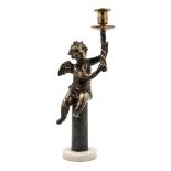 A Continental Gilt Metal Figural Candlestick Height 14 1/4 inches.