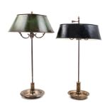 Two Silver-Plate Bouillotte Lamps Height of tallest 25 inches.