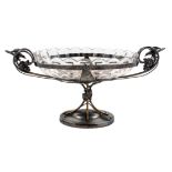 A Victorian Silver-Plate and Cut Glass Center Bowl Width 17 inches.