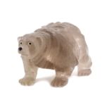 A Carved Quartz Model of a Bear Width 7 inches.