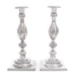 A Pair of Continental Silver Candlesticks, Likely Dutch, Hallmarks Obscured, each having a