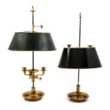 Two Gilt Metal Bouillotte Lamps Height of tallest 29 5/8 inches.