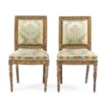 A Pair of Italian Painted Side Chairs Height 36 inches.