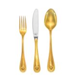 A German Gilt-Metal Flatware Service, Rosenthal for Versace, each having a Medusa mask decorated