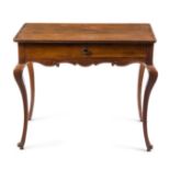 A Louis XV Provincial Style Fruitwood Table Height 29 x width 35 3/4 x depth 25 3/4 inches.