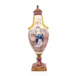 A Sevres Style Porcelain Covered Urn Height 24 inches.