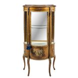 A Louis XV Style Vernis Martin Vitrine Height 56 x width 26 1/2 x depth 13 1/2 inches.