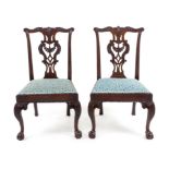 A Pair of Chippendale Mahogany Side Chairs Height 37 3/8 inches.