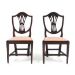 A Pair of George III Mahogany Side Chairs Height 37 1/2 inches.