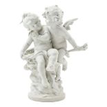 A Bisque Porcelain Figural Group Height 20 inches.