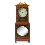 A Federal Mahogany and Eglomise Shelf Clock Height 32 7/8 x width 12 7/8 x depth 5 3/4 inches.