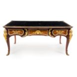 A Louis XV Style Gilt Bronze Mounted Bureau Plat Height 33 x width 70 x depth 37 inches.