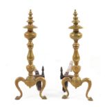 A Pair of American Brass Andirons