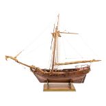 A Wood Model of a Gunboat Height 33 x length 47 inches.