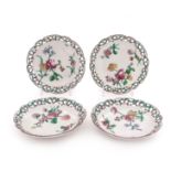 A Set of Four French Faience Plates Diameter 5 1/4 inches.