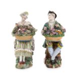A Pair of Continental Porcelain Figures Height of tallest 9 1/2 inches.