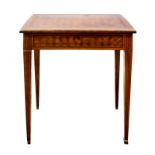 A Louis XVI Style Parquetry Decorated Fruitwood Jewelry Table Height 30 x width 23 1/2 x depth 15